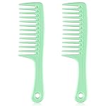 HYOUJIN Two Set Large Wide Tooth Comb - Detangling Wet or Dry Hair, Shower Comb for Women, Men, Curly, Long Hair, Green