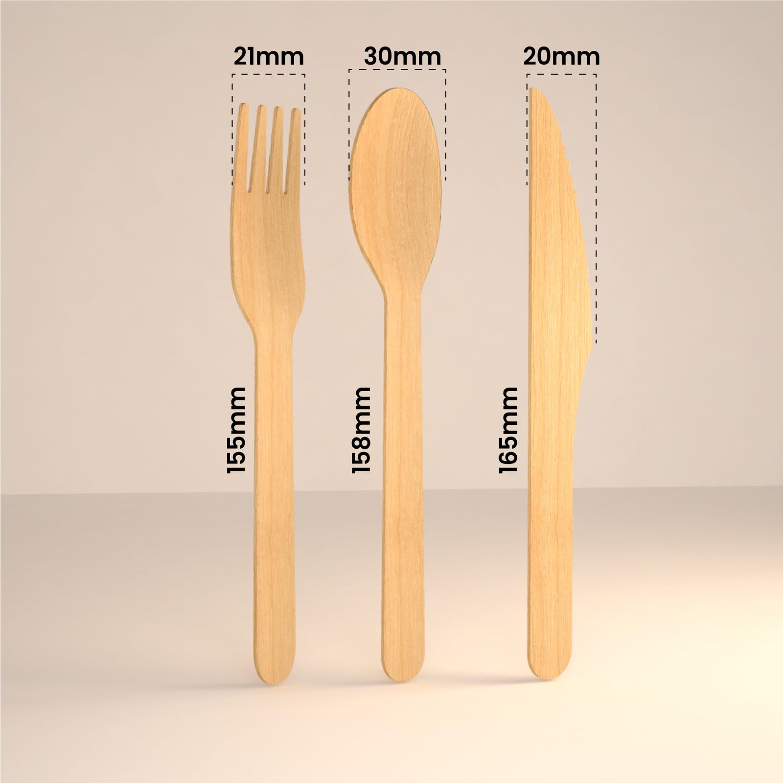 Lot De 24 Couverts Jetables Biodégradables En Bouleau Pour Pique-nique