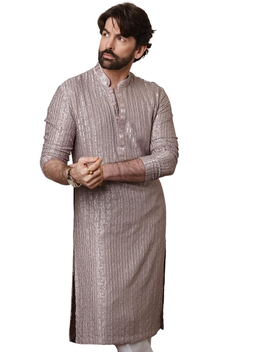 (Since 1958 Men's Jacquard Silk Woven Motifs Long Kurta