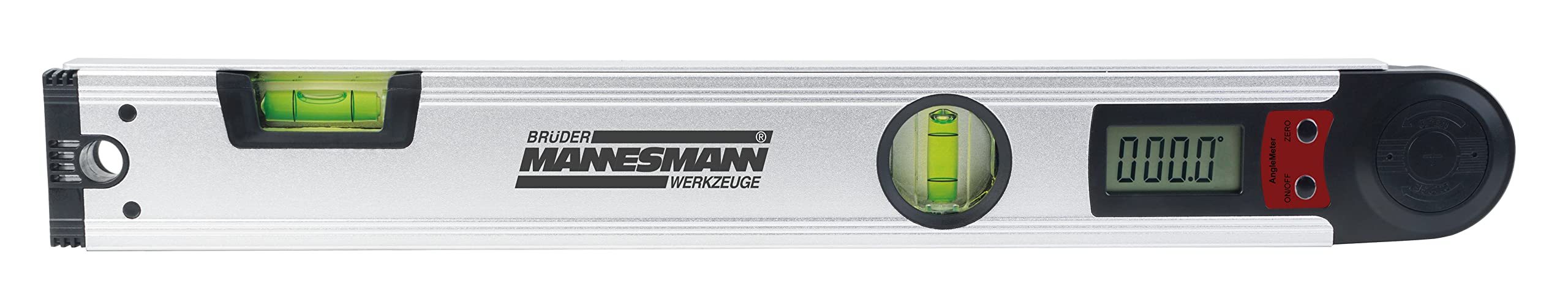 Brüder Mannesmann M81230 Rapporteur d'angle numérique avec libellules + mètre ruban 5 m