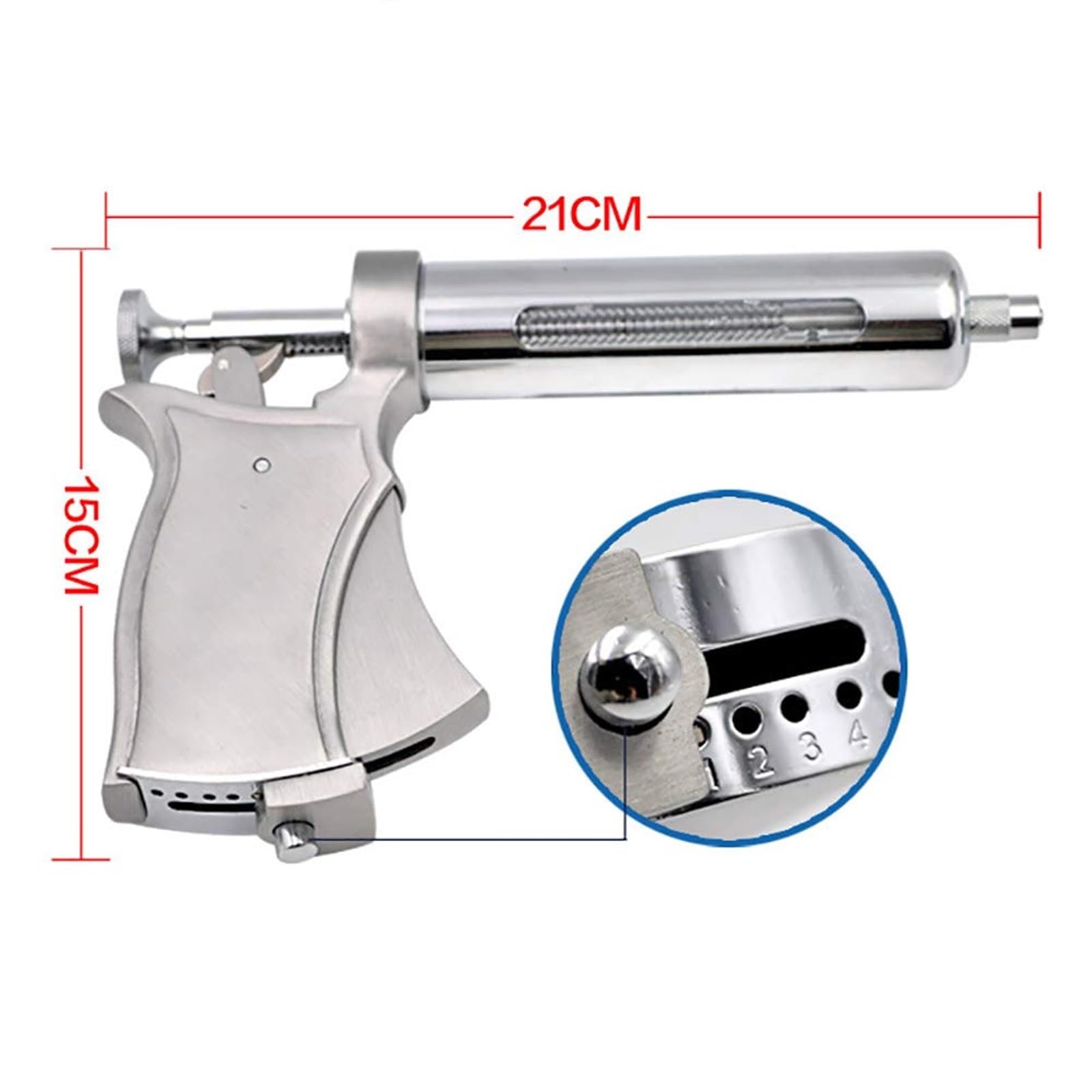 Pistola de jeringa semiautomática ajustable de acero inoxidable para inyección de vacunas veterinarias en caballos, ovejas y cerdos