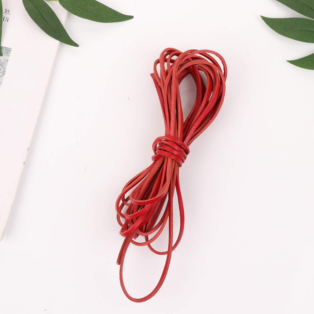Veemoon Meters Cowhide Leather Cord for DIY Jewelry Making Strong Flexible Red Lanyard Rope for Bracelets Necklaces Beading Projects and Craft Supplies
