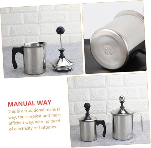 Miniatura 3 de Kisangel Tirador de pantalla con jarra de acero con filtro de espuma, espumador de doble bomba de espresso, máquinas de jarra de leche, máquina