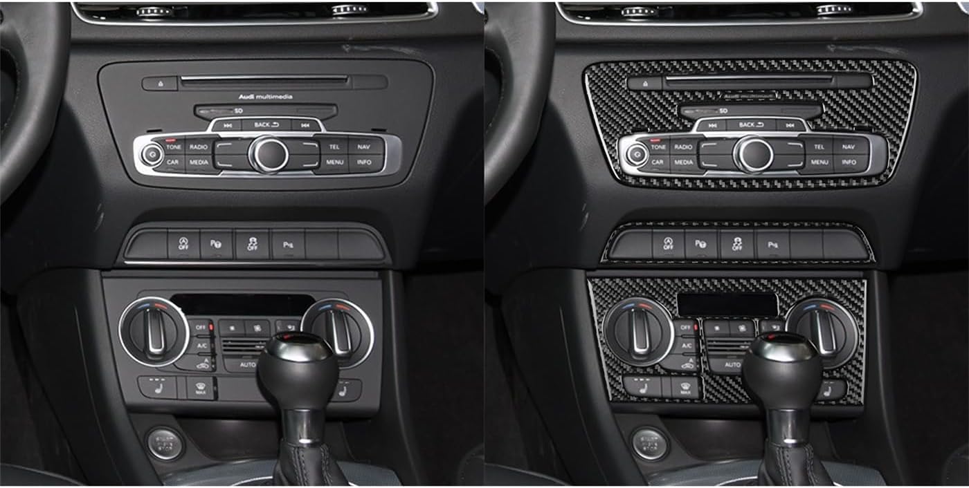 Q3 8U 2015-2018 Compatible with Car Interior Self Adhesive Dashboard Decal Carbon Fiber Black Sticker A46 (Central Controls Kit)