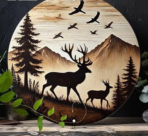 Generisch Hirsch Berg Metall Schild Wand-Deko Jagd Wandbild wall tattoo