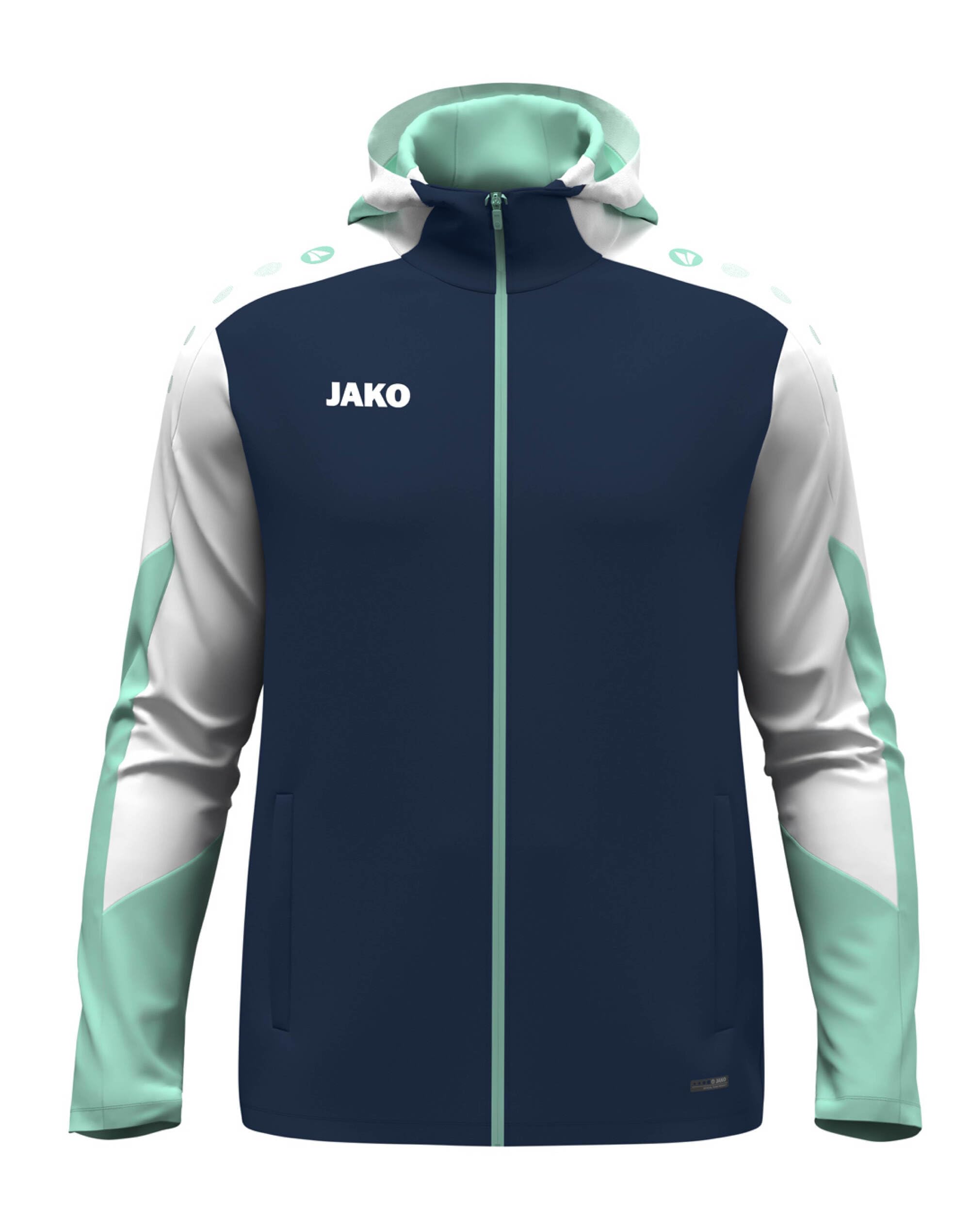 JAKO Unisex Kapuzenjacke Dynamic, marine/weiß/minze, 4XL