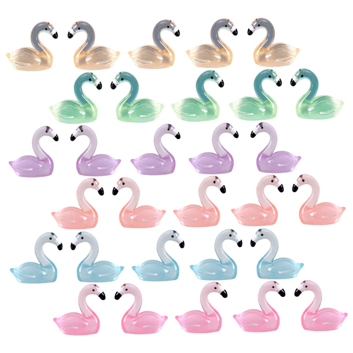 BESPORTBLE 4 Set Decorazione Di Fenicotteri Ornamenti Piccolo Fenicottero Luminoso Figure Di Fenicotteri in Miniatura Compleanno Micro Ornamento Paesaggistico Minuscolo Resina 30 Pezzi * 4