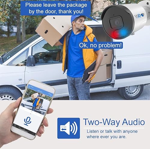 Miniatura 2 de GW Security 4K 8MP 2-Way Audio Spotlight Color visión nocturna para exteriores/interiores PoE IP Bullet cámara de seguridad (GW8539DFIP)