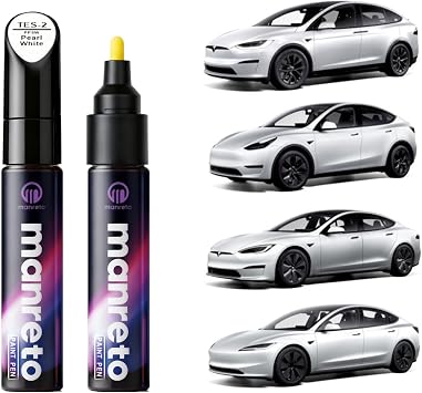 Touch Up Paint for Tesla Model Y/3/X/S Pearl White PPSWOEM Color-Matched, Quick & Easy Car Scratch Remover Pen, Long lasting & Waterproof Car Paint Touch Up, Like-New Finish