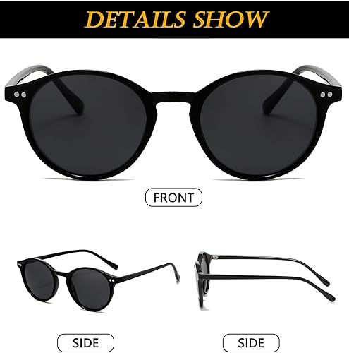 Miniatura 4 de EYLRIM Gafas de sol redondas polarizadas clásicas para mujeres y hombres, estilo vintage, ligeras, con marco circular