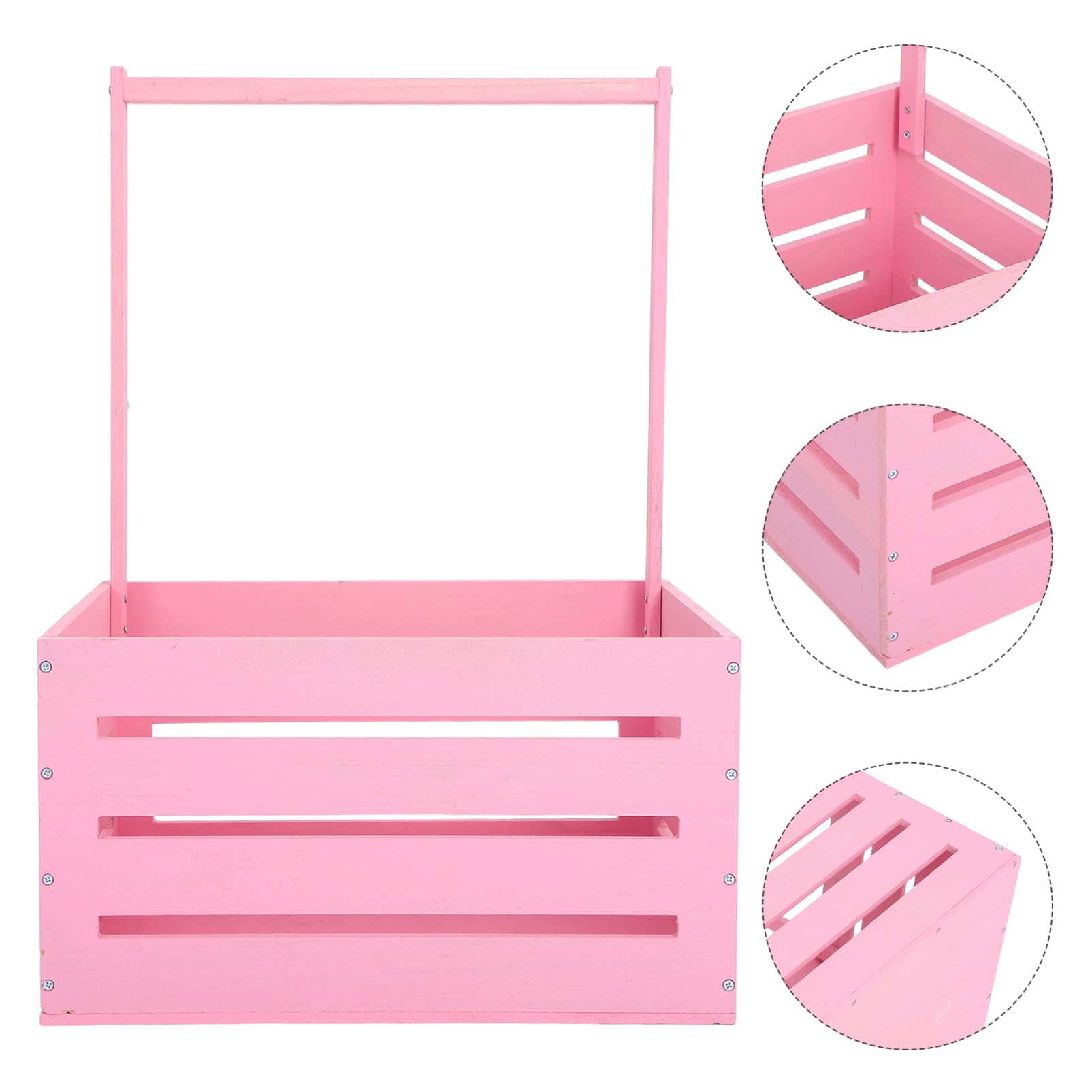 Cesta de Madera Rosa con Asa para Guardar Regalos de Baby Shower