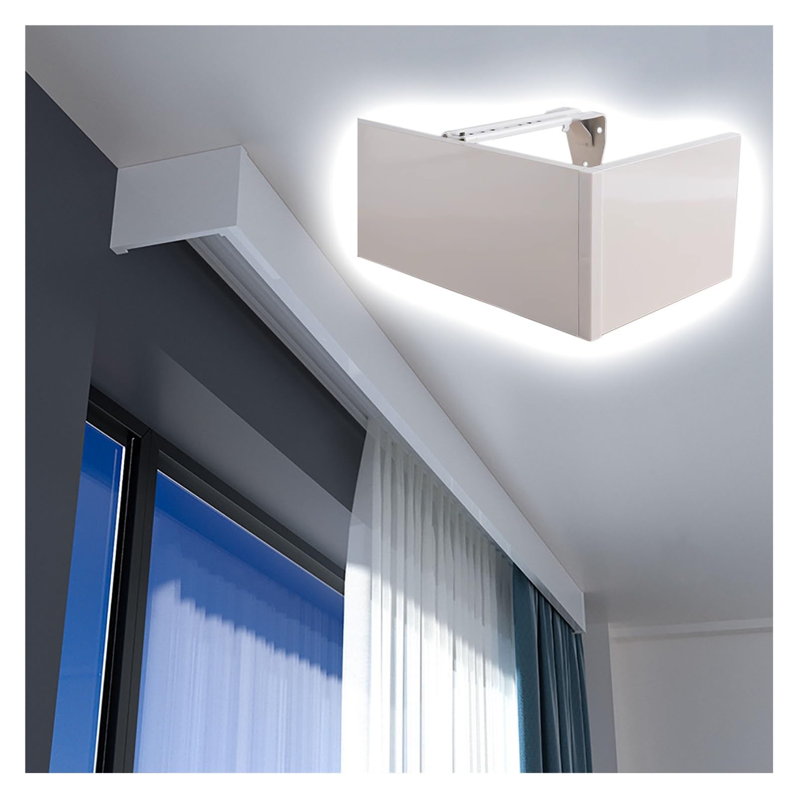 Rail pour fixation au plafond ou au mur avec tringle à rideaux occultants 1,4 m