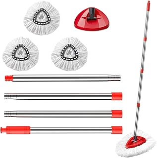 Mop Replace Head Compatible with O Cedar EasyWring Spin Mop, Include 1 Pack Microfiber Mop Refills, 58in Mop Handle and Mop Base, Mop Heads Replacememts Parts for Ocedar 1 Tank System