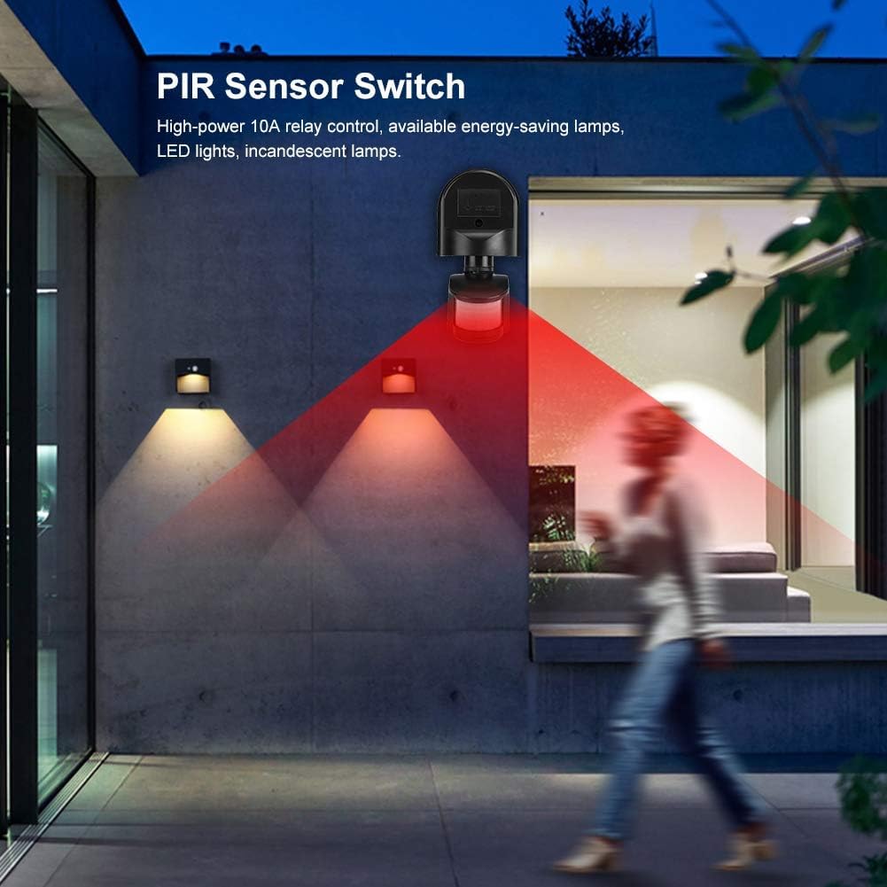 Adjustable Body Motion Infrared PIR Sensor, Detector Light Bulb with Switch, External Outdoor Motion Sensor with Installation Screws(Black) 3 61SSdgdK5lL. AC SL1001