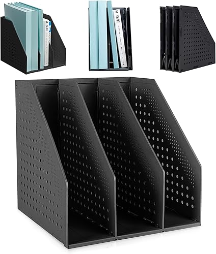 Miniatura 1 de SAYEEC 1 soporte plegable de plástico para archivadores, organizador vertical de almacenamiento para escritorio, organizador de revistas, estante