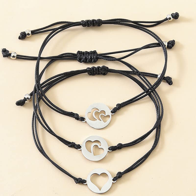 ShiQiao Spl Mom Daughter Grandma Gifts Bracelet for 3 Generations Gift Bracelets Set Matching Bracelet for Grandmother Mother Mother's Day Birthday Gifts for Granddaughter 3 Heart Bracelets4