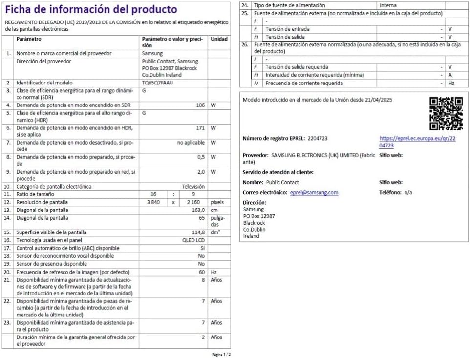 Samsung TV 65 Pulgadas QLED Q7F 4K Smart TV con Vision AI, 100% Volumen de Color con Quantum Dot y más de 500 Canales 14