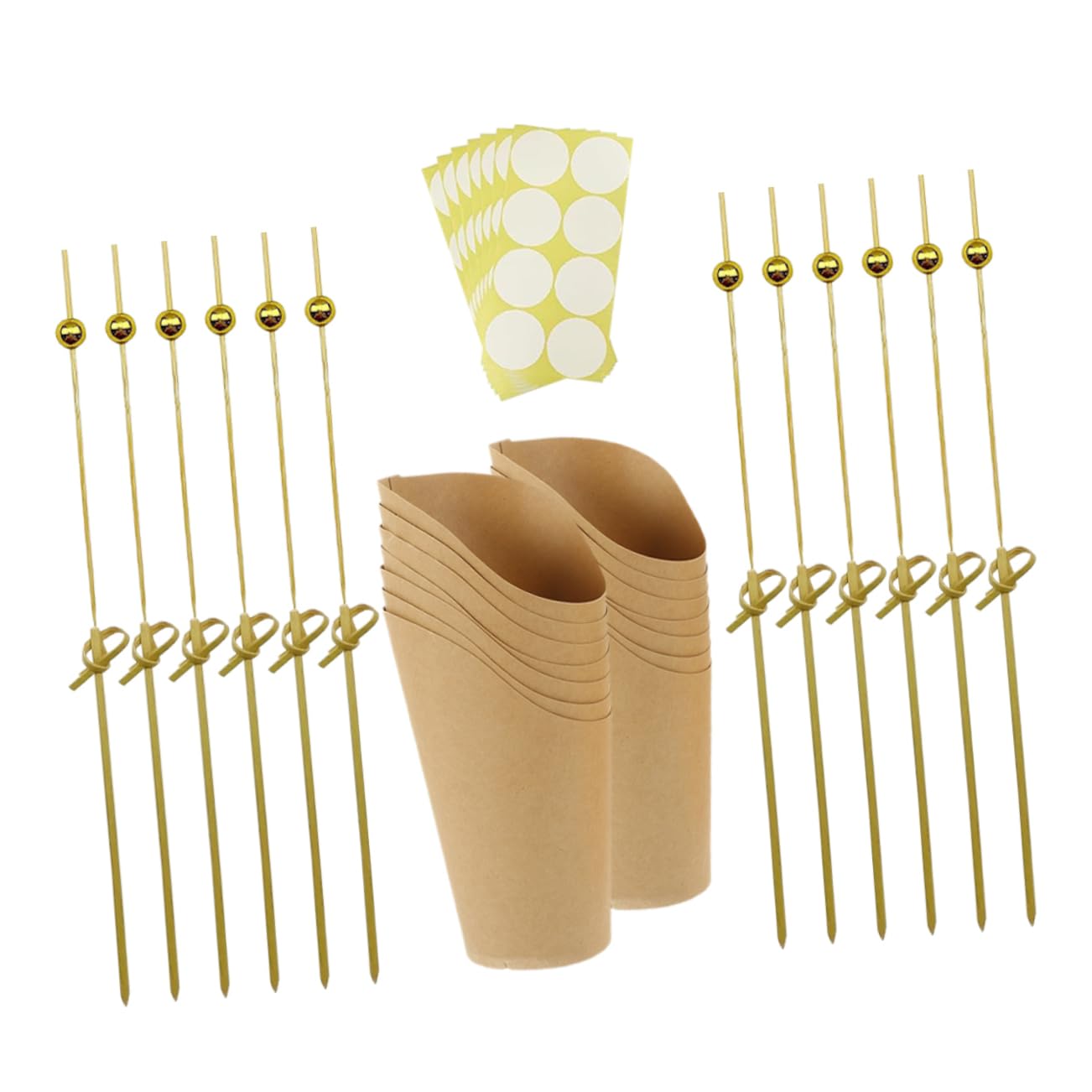 Unomor 12 Paper Cups Snack Cups with Picking Sticks French Fries Holders for Parties