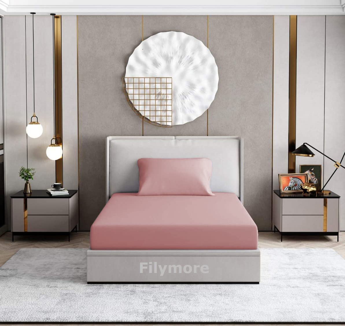 Filymore Solid Pink bedsheet 240 Tc Made with Pure Microfiber Plain Color Bedsheet for Single Bed with 1 Pillow Cover (Light Pink) (Size :90X60 inchs)