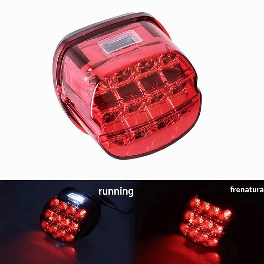 Fanale posteriore per moto 13 LED LED con luce di posizione rossa, fanale posteriore con illuminazione rossa di marcia e luce di stop con lenti fumé rosso/nero per Harley Dyna Road King Electra