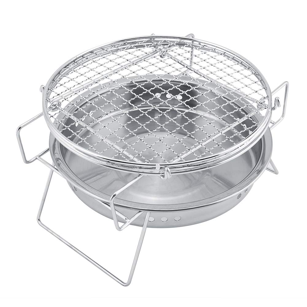 Przenośny grill ze stali nierdzewnej okrągła kuchenka kempingowa do gotowania na świeżym powietrzu / patio / nic mini składany grill z torbą do przenoszenia dla łatwej podróży