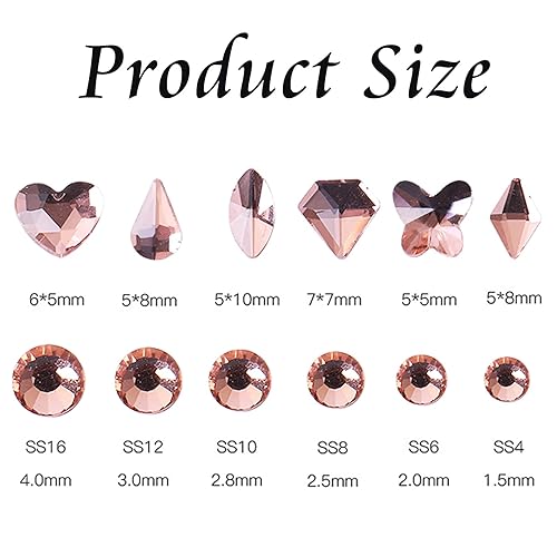 Miniatura 2 de FULZTEY 810 diamantes de imitación de cristal champán para uñas, piedras preciosas de cristal para manualidades, multiforma, tamaño brillante,