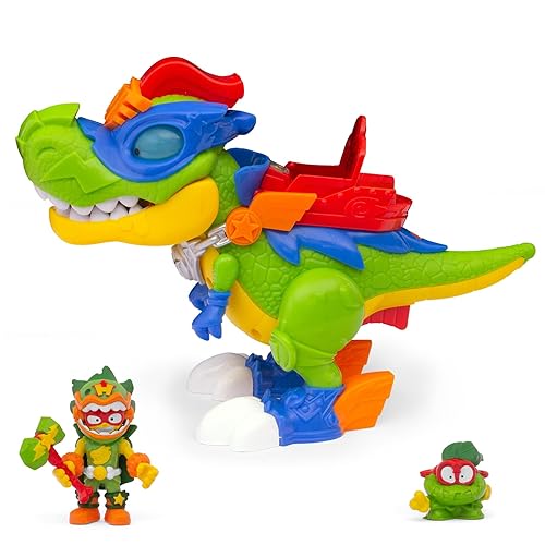 SUPERTHINGS RIVALS OF KABOOM Superdino H-Rex, Jointed Dinosaur Hero Lights and Sounds, Includes 1 Kazoom Kid and 1 SuperThing