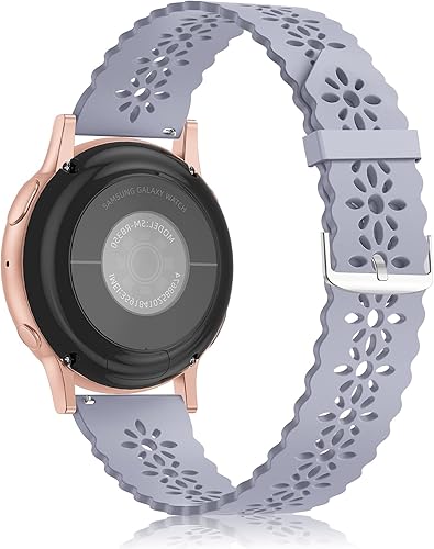 Correa perforada de silicona de 0.78pulgadas para mujer, compatible con Galaxy Watch 4 de 1.57 y 1.73pulgadas, Watch 3 de 1.61pulgadas y Active 2