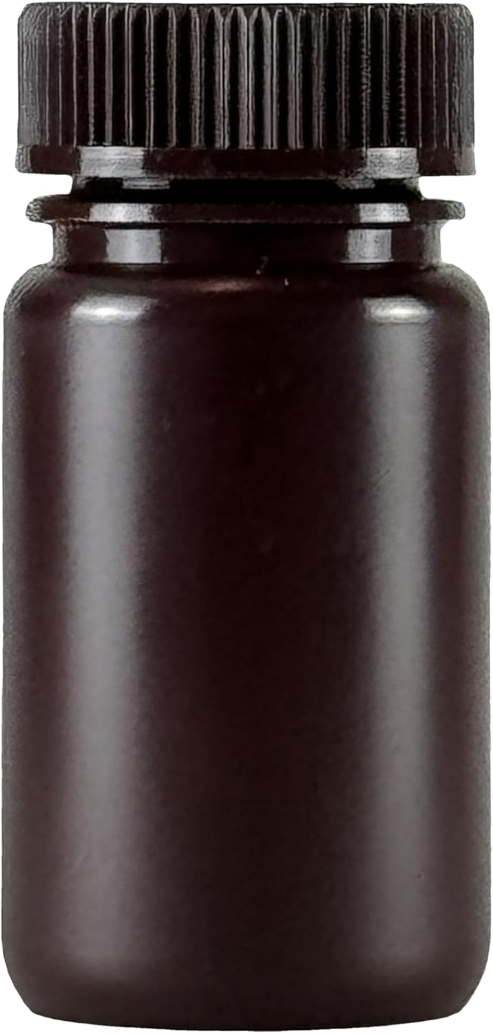 30ml 1OZ Amber Wide Mouth HDPE Jars Reagent Bottles (Pack of 45) with PP Caps