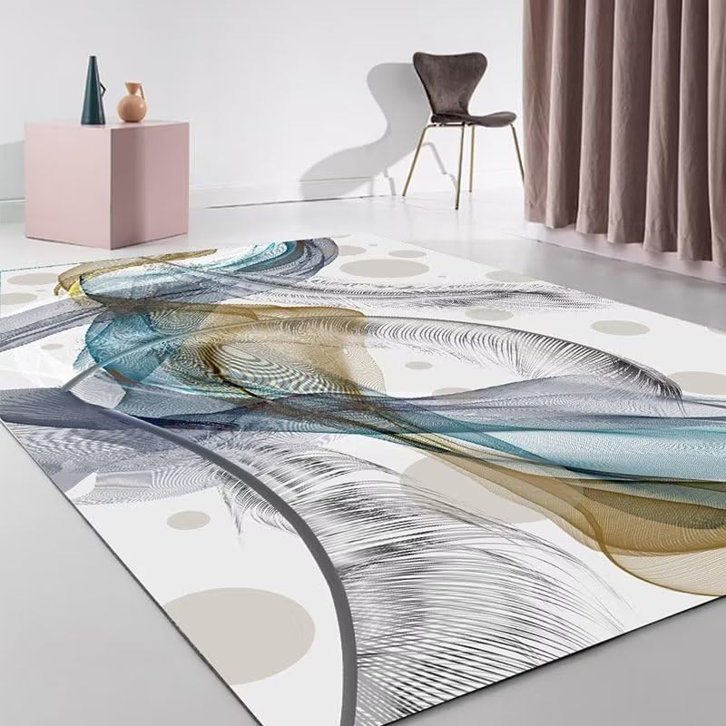 Tapis durable bleu à l'encre de salon au motif rayé élégant 120x180cm