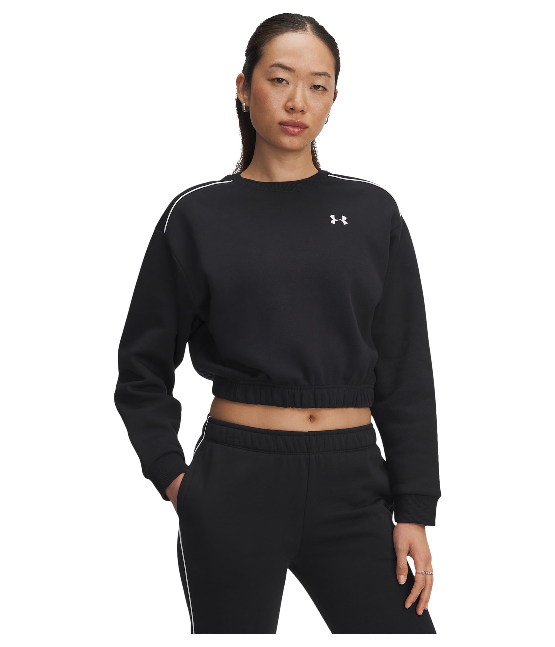 Under Armour Womens Rival Fleece Piped Long Sleeve Crew