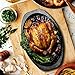 JY COOKMENT Granite Roaster Pan, Small 13” Enameled Roasting Pan with Domed Lid. Oval Turkey Roaster Pot, Broiler Pan Great for Small Chicken, Lamb. Dishwasher Safe Cookware Fit for 7Lb Bird