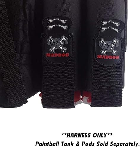 Vista 6 de Maddog Paquete de arnés vertical de paintball 4+1 Cinturón de soporte para cápsulas de paintball con bolsa para hasta 88ci. Botella de tanque