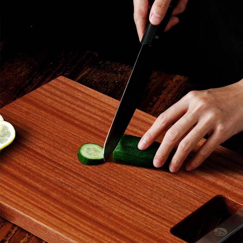 Ebony Chopping Board Double-Sided Solid Wood Kitchen Cutting Board Household Whole Wood Anti-Skid Rubber Mat With Big Handle Cutting Board For Vegetable Meat Little Surp