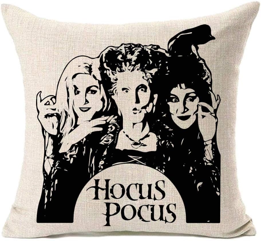 MFGNEHHocus Pocus Farmhouse Halloween Pillow Covers 18x18 Inch,Halloween Decorations Sanderson Sisters Throw Pillow Case Cushion Cover for Sofa,Halloween Decor