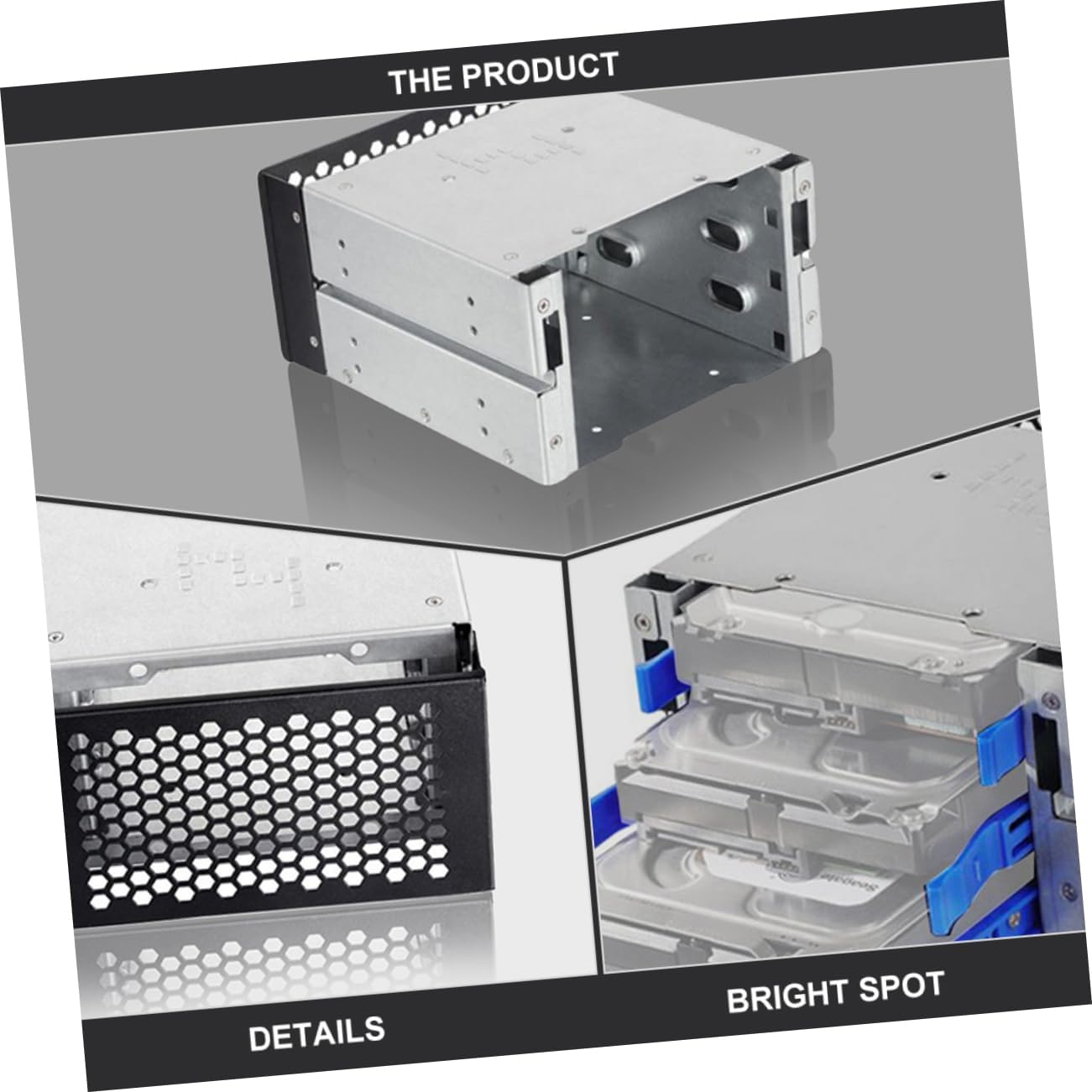 Bay Hard Drive Rack Mounting Bracket Aluminum Alloy Ssd Bay NAS Drive Compatible Heat Dissipation Design