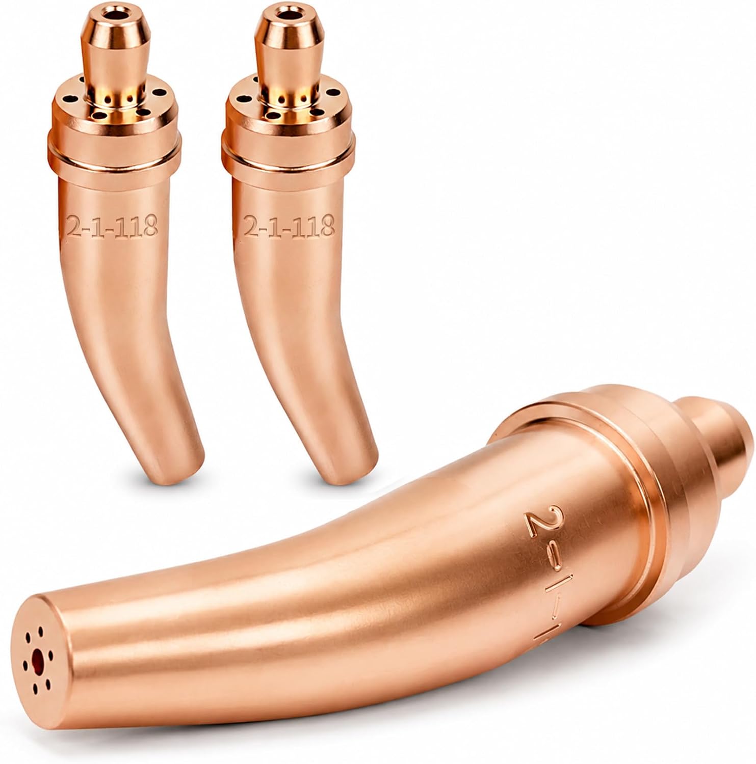 3PK 1-118 Size 2 Oxy Acetylene Welding Cutting Torch Tips for Victor Torch | Curved Torch Tips 1-118 General Gouging Cutting Tip, for Victor Oxy Fuel Gas Torch, for Steel Cutting Repair Metal Gouging