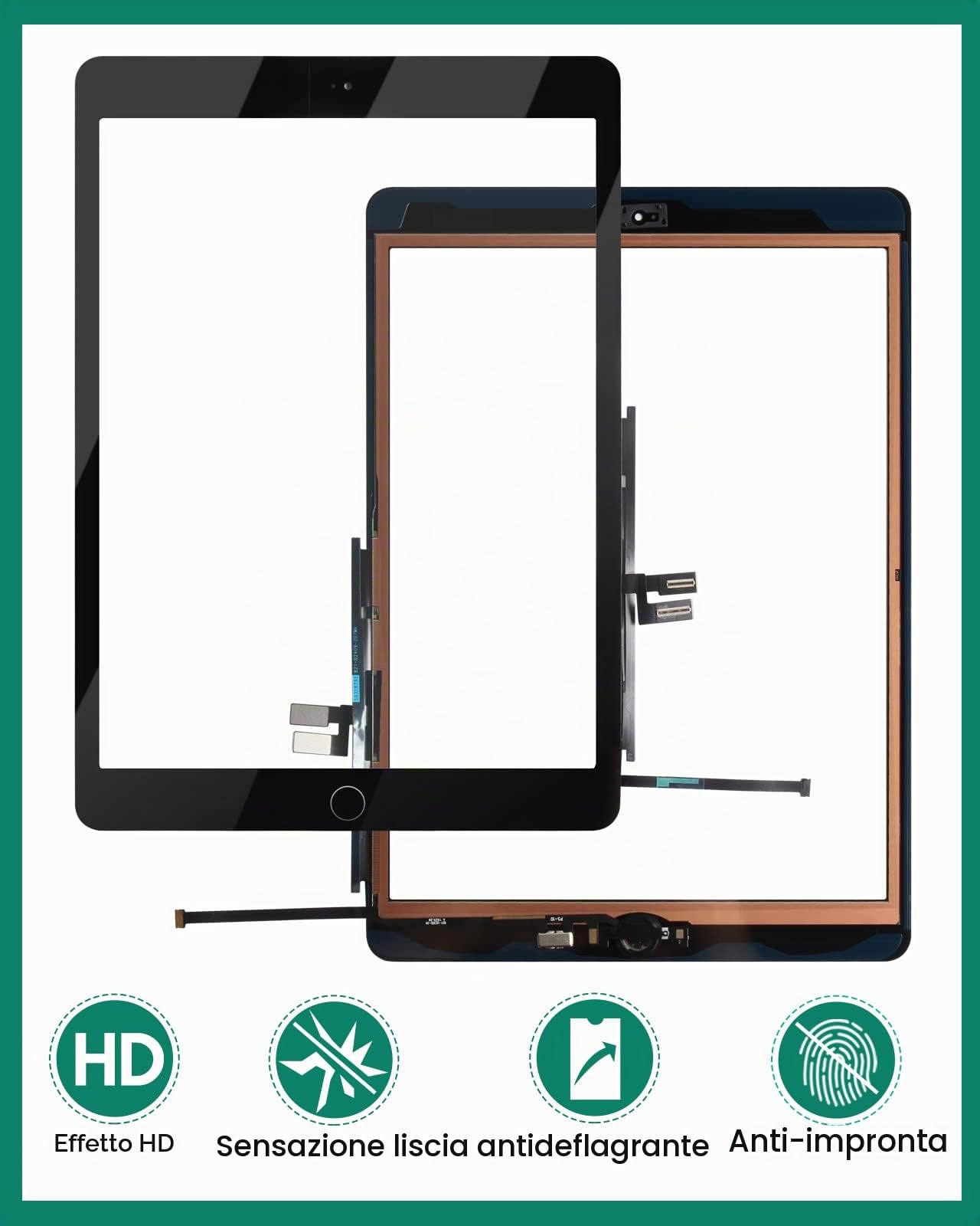 per iPad 7 7a generazione Touch Screen per iPad 8 8a generazione Sostituzione dello schermo per iPad 10.2 2019 Digitizer A2197 A2200 A2198 A2232 10.2 2020 A2428 A2429 A2270 A2430 (con pulsante Home)