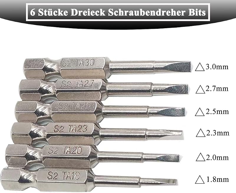 Teocpai 6 darabos háromszög csavarhegy készlet 50mm mágneses S2 acél