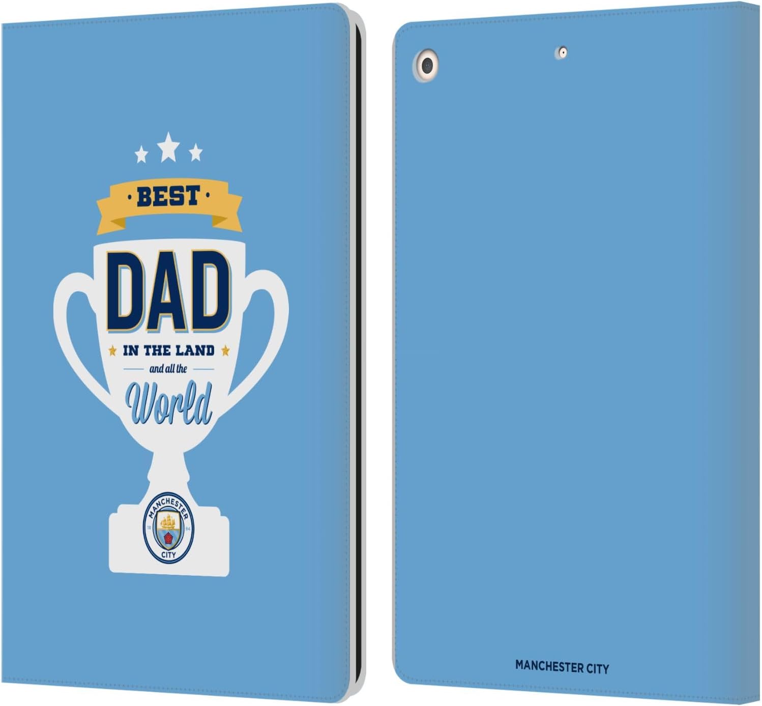 Head Case Designs Officially Licensed Manchester City Man City FC Best Dad Father's Day Leather Wallet Case Compatible with Apple iPad 10.2 2019/2020/2021