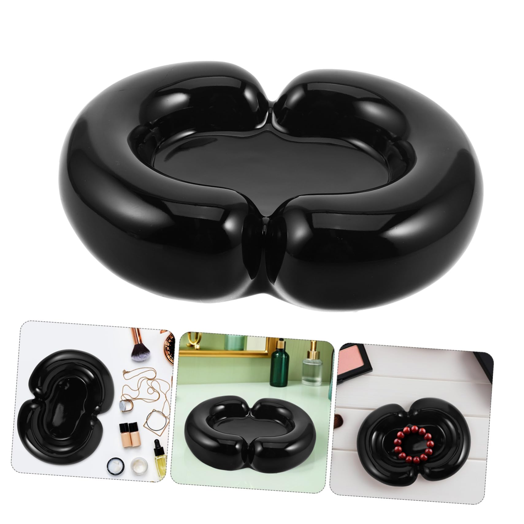 IMIKEYA Bandeja para Guardar Joyas de Cerámica Plato para Anillos y Llaves Bandeja Decorativa para Tocador o Recibidor Organizador de Joyas