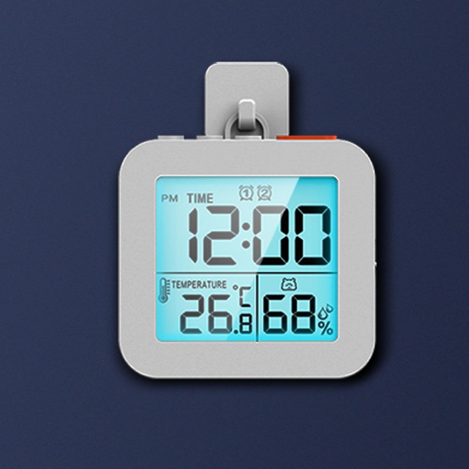 perfk Reloj de baño Digital Temporizador de Ducha con Alarma, Relojes Impermeables para baño, Relojes de Cocina, Higrómetro Reloj de Pared, Blanco