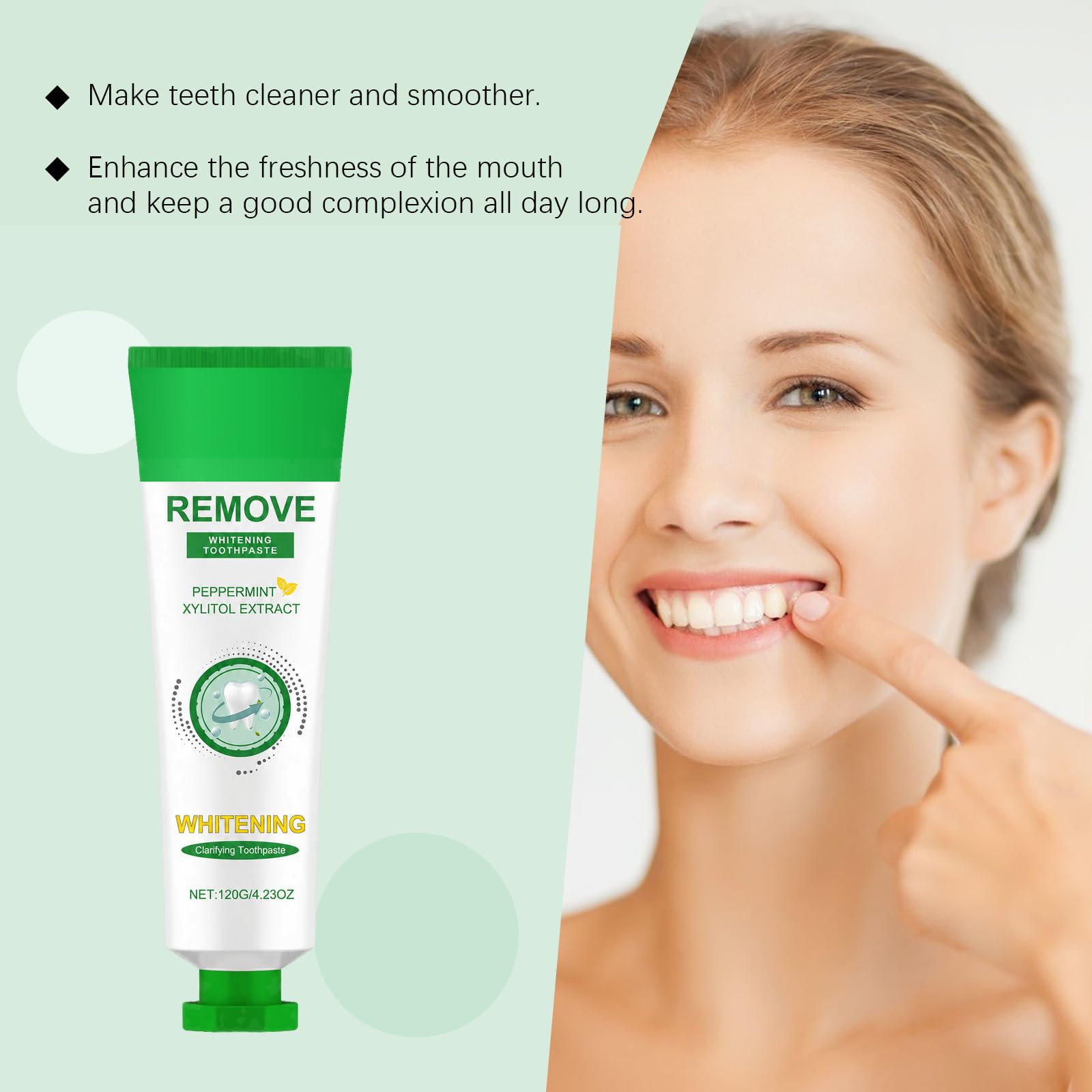 Dentifrice blanchissant à la menthe poivrée au xylitol, pâte détachante en profondeur, gel blanchissant pour les fumeurs, crème haleine fraîche, dentifrice haleine fraîche à la menthe soins (9PCS)
