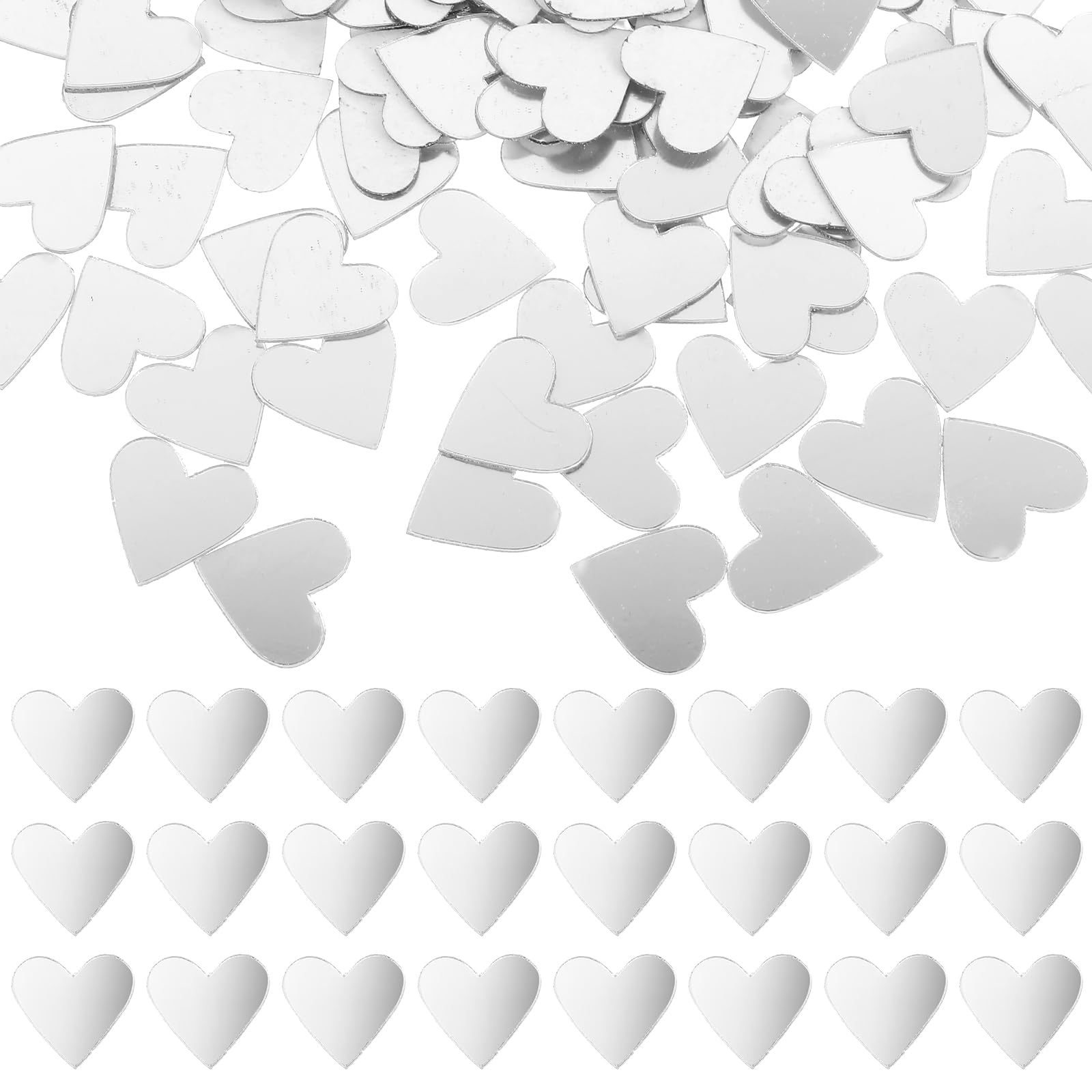 Lusofie 100 Pcs Heart Mini Mirror Acrylic Mirror Adhesive Mirror Stickers Mini Mirrors for Crafts Mosaic Tile for DIY Projects Supplies Home Wall Table Kitchen Bathroom Decoration
