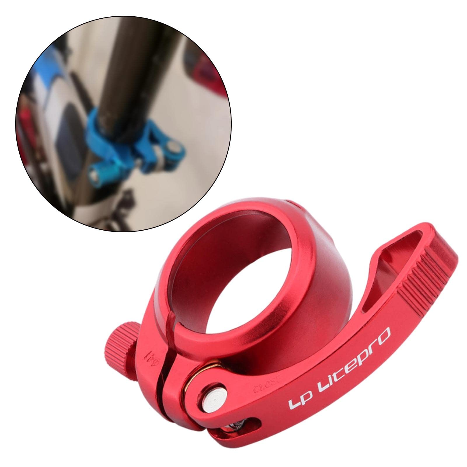 Set di 10 morsetti per reggisella per bicicletta, pieghevoli, colore rosso, 41 mm