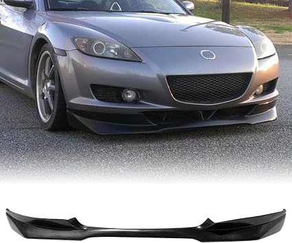 Front Bumper Lip Chin Spoiler, Compatible with 2004-2008 Mazda RX-8, RA Style PolyurethanePU Front Lower Splitter Protector, Unpainted Black, 1 PC