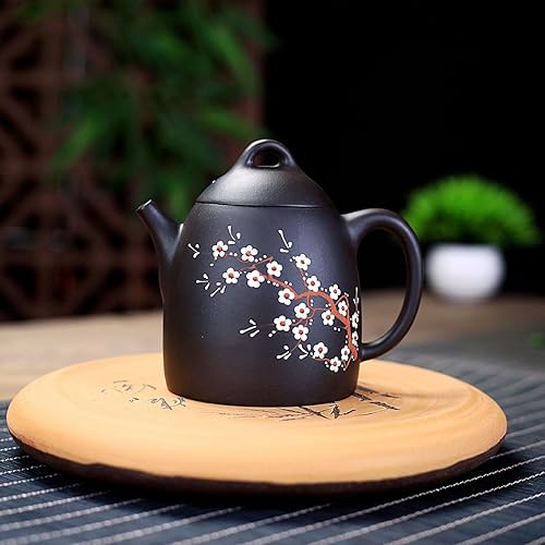 Miniatura 9 de Tetera de 8.1fl oz de arcilla china Yixing genuina negra Qinquan Pot Infusores sueltos Té floreciente