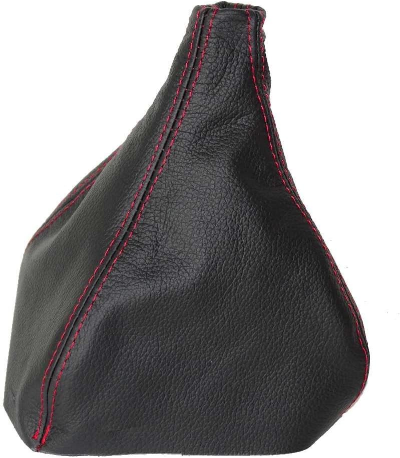 Ltd compatible with Gear Stick Gaiter for Chevrolet Camaro Pontiac Firebird 1997-2002 Genuine Black Italian Leather, Red Stitching