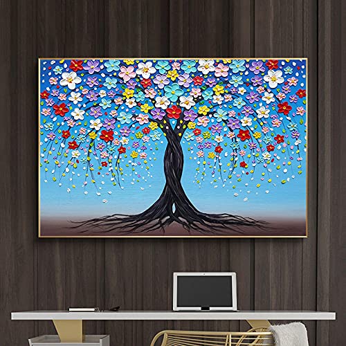 Toile fleurie Arbre de Vie coloré pour harmonie intérieure