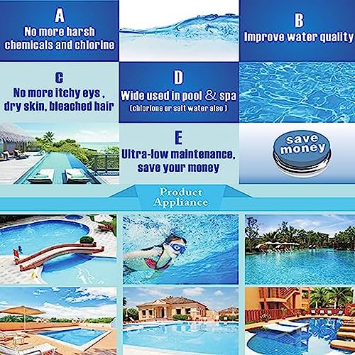 L'ioniseur solaire de piscine réduit le chlore de 85 %, anode cuivre-argent pour piscines de 35 000 gallons, eau cristalline, comprend une brosse et des tiges de rechange, un nettoyant flottant